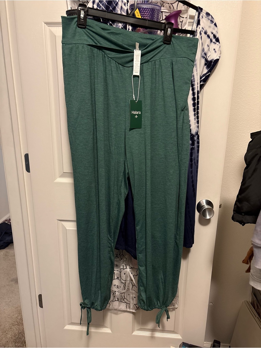 Habera Forest Green Lounge Pants with Drawstring Hems